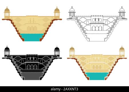 Panna Meena ka Kund stepwell dans la section Illustration de Vecteur