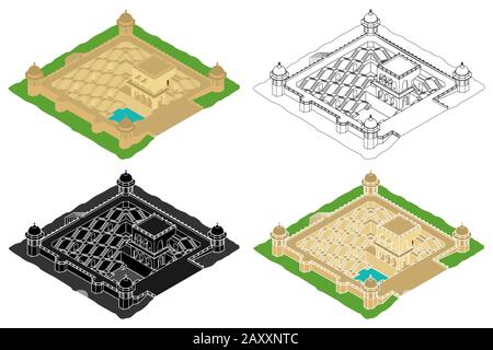 Panna Meena ka Kund stepwell Illustration de Vecteur