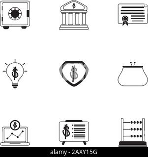 les icônes de commerce financier d'affaires monétaires définissent l'illustration vectorielle d'icône de style de ligne Illustration de Vecteur