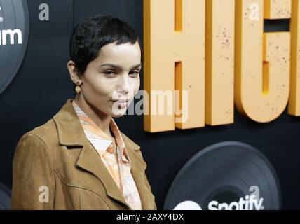 New York, États-Unis. 13 février 2020. Zoe Kravitz arrive sur le tapis rouge au "High Fidelity" New York Premiere au Metrograph le jeudi 13 février 2020 à New York City. Photo de John Angelillo/UPI crédit: UPI/Alay Live News Banque D'Images