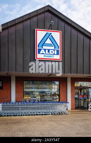 Logo Aldi-Nord au supermarché, Datteln, Rhénanie-du-Nord-Westphalie, Allemagne Banque D'Images