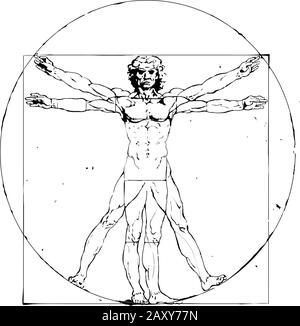 Homme de Vitruve Leonardo da Vinci Illustration de Vecteur