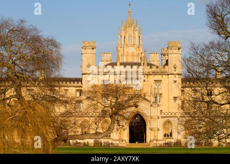 Gros plan sur l'entrée de La Nouvelle Cour du St.John's College, Cambridge, Angleterre Banque D'Images