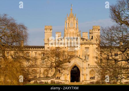 Gros plan sur l'entrée de La Nouvelle Cour du St.John's College, Cambridge, Angleterre Banque D'Images