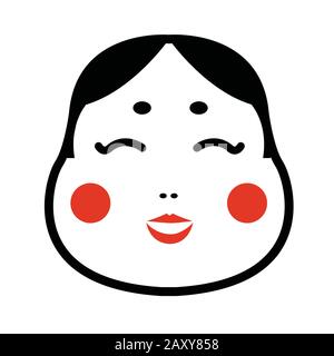 Illustration de la caricature du masque d'okame japonais Illustration de Vecteur