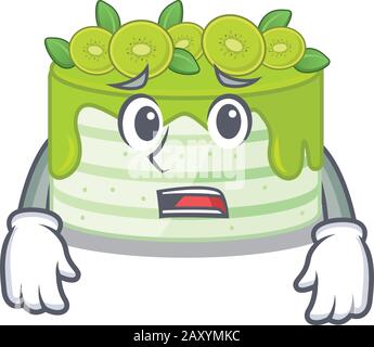 Une photo de gâteau kiwi ayant un visage peur Illustration de Vecteur
