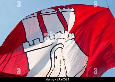 Drapeau de la Ville libre et hanséatique de Hambourg Banque D'Images