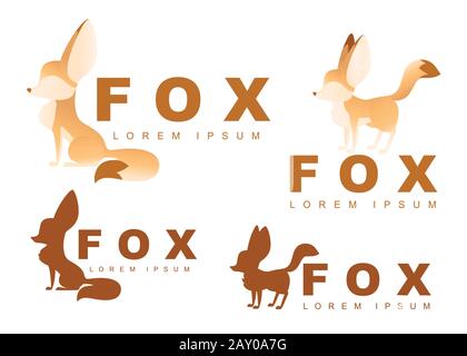 Silhouette Fox logo ensemble avec titre plate illustration vectorielle isolée sur fond blanc design créatif de logo pour le site Web. Illustration de Vecteur