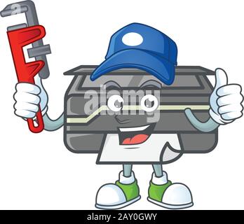 Smiley Plumber imprimante sur le style d'image de mascotte Illustration de Vecteur