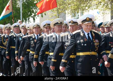 Défilé de vétéran russe le 9 mai 2009 à Sébastopol, Ukraine. Banque D'Images