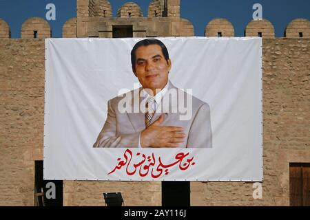 Affiche de propagande de Ben Ali, Tunisie 2006 Banque D'Images