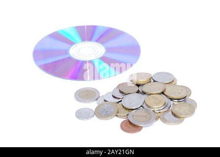 Pièces en Euro isolé sur fond blanc Banque D'Images