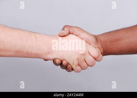 Toucher deux mains Banque D'Images