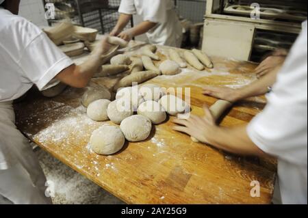 Atelier, travailleurs travaillant ensemble Banque D'Images