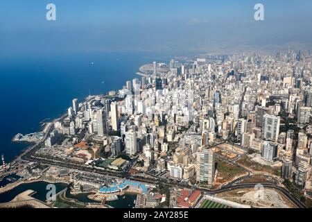 Beyrouth, Liban - Vue Aérienne Banque D'Images