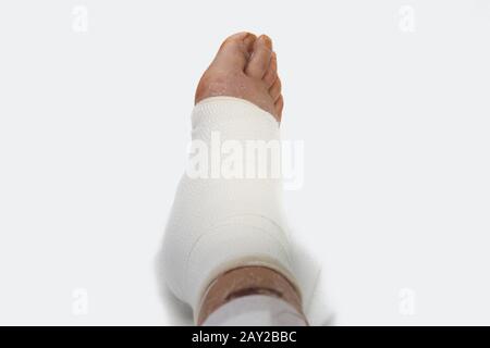 blessures au pied et au bandage de gaze et de bandages Banque D'Images