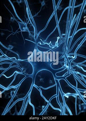 Rendu 3d illustration - Cellule nerveuse Banque D'Images