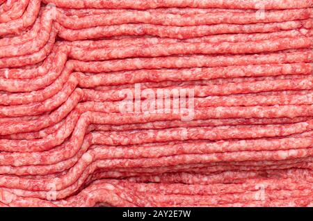 Gros plan de viande de bœuf haché frais avec porc comme arrière-plan Banque D'Images