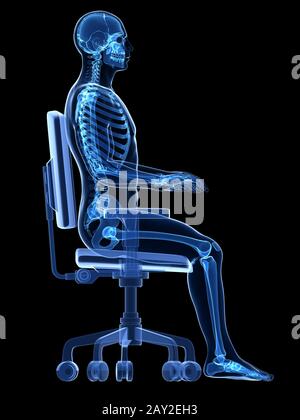 Rendu 3d illustration médicale - corriger la position d'assise Banque D'Images