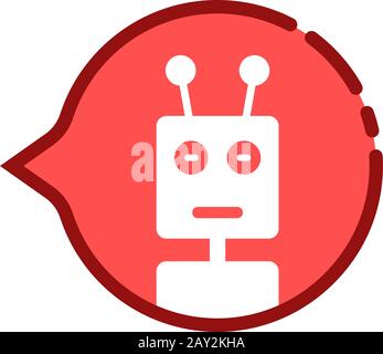 bulle de discours rouge de dessin animé avec chat bot Illustration de Vecteur