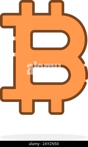 icône de bitcoin linéaire de dessin animé comme la monnaie de crypto Illustration de Vecteur