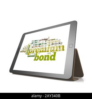 Nuage de mots Premium Bond sur tablette Banque D'Images