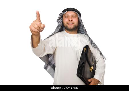 Concept avec arabe isolated on white Banque D'Images