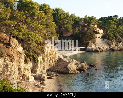 Lieux de voyage en France, hyères France, sur la côte et sur la plage Banque D'Images