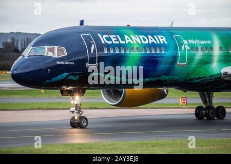 Hekla Icelandair Aurora Banque D'Images