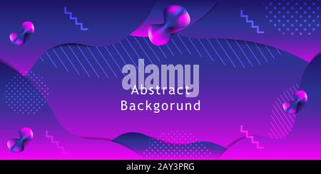 Fond abstrait à dégradé bleu violet liquide avec motif memphis. Illustration vectorielle géométrique futuriste. Illustration de Vecteur
