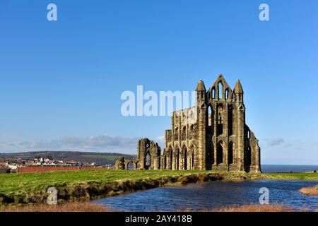 Ruine de l'abbaye de Whitby, Yorkshire du Nord, Angleterre, Royaume-Uni Banque D'Images