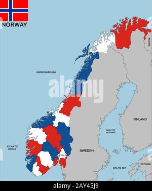 carte de Norvège Banque D'Images