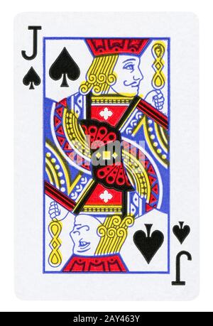 Valet de Pique Vintage playing card - isolated on white (chemin inclus) Banque D'Images