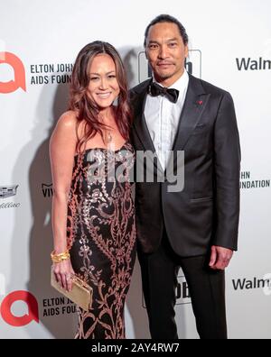 Diana Lee (à gauche) et Jason Scott Lee présents au Elton John AIDS Foundation Viewing Party, qui se tient à West Hollywood Park, Los Angeles, Californie, États-Unis. Photo PA. Date De L'Image : Dimanche 9 Février 2020. Voir l'histoire de l'AP SHOWBIZ Oscars Parties. Crédit photo devrait lire: PA Fil Banque D'Images