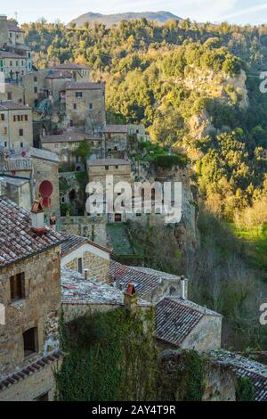 Sorano - Etruscan Tuff City, Toscane, Italie Banque D'Images