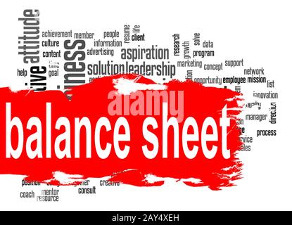 Nuage de mots bilan avec bannière rouge Banque D'Images