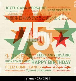 75e anniversaire joyeux anniversaire carte du monde Banque D'Images