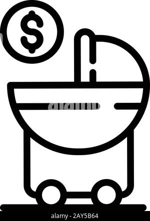 Divorce seul icône de bébé, style de contour Illustration de Vecteur