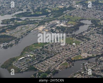 Baltimore, Maryland- septembre 2017: Vue aérienne de Baltimore par jour de pluie. Banque D'Images
