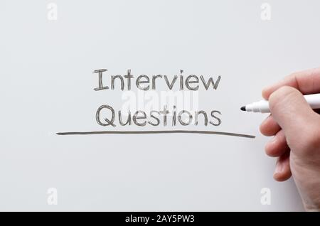 Interview les questions écrites sur le tableau blanc Banque D'Images