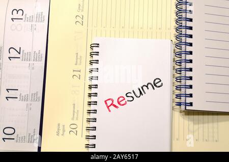 Texte du cv concept sur ordinateur portable Banque D'Images