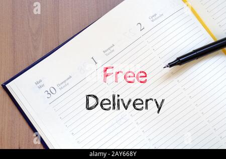 Livraison gratuite de l'ordinateur portable sur le concept de texte Banque D'Images