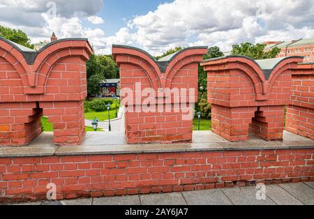 Moscou, Russie - 9 juillet 2019 : vue du mur du Kremlin de Moscou Banque D'Images
