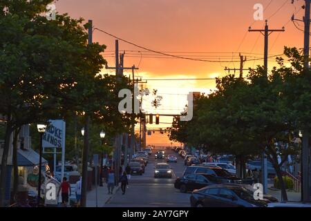 Coucher de soleil dans Ocean City, Maryland Banque D'Images