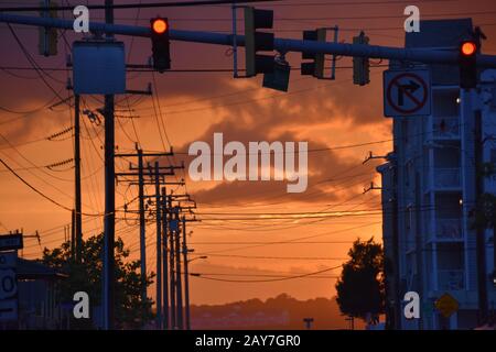 Coucher de soleil dans Ocean City, Maryland Banque D'Images