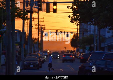 Coucher de soleil dans Ocean City, Maryland Banque D'Images