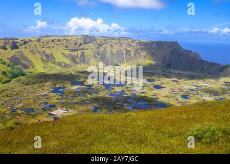 Cratère du volcan Rano Kau dans Easter Island Banque D'Images