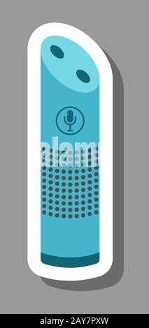Icône de haut-parleur intelligent sans fil qui symbolise les assistants domestiques. Tous les objets, les ombres et l'arrière-plan se trouvent dans différents calques. Illustration de Vecteur