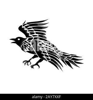 Côté volant Raven Tattoo Banque D'Images