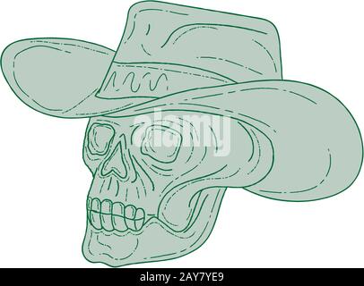 Dessin Crâne Cowboy Banque D'Images